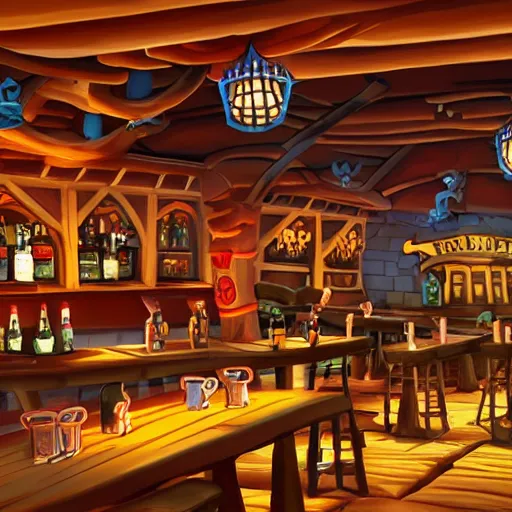 Image similar to secret of monkey island background, pirate pub interior