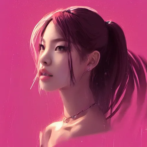 Prompt: “ a portrait of lisa from blackpink, rainy background, pink bright art masterpiece artstation. 8 k, sharp high quality artwork in style of jose daniel cabrera pena and greg rutkowski, concept art by tooth wu, hearthstone card game artwork. ”