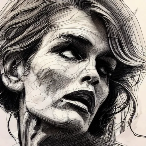 Image similar to a realistic yet scraggly portrait sketch of the side profile of cindy crawford, trending on artstation, intricate details, in the style of frank auerbach, in the style of sergio aragones, in the style of martin ansin, in the style of david aja, in the style of mattias adolfsson