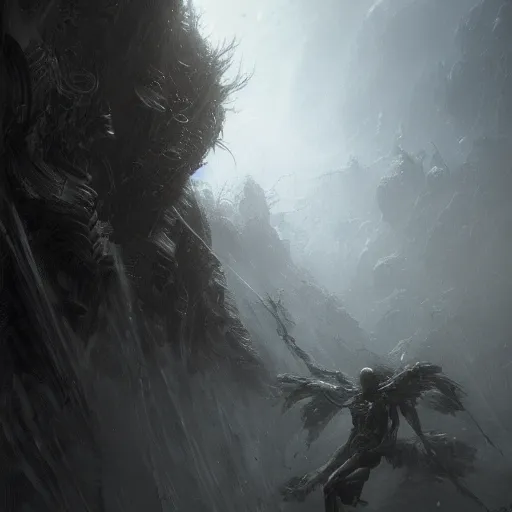 Image similar to death\'s last fight, hyperdetailed, artstation, cgsociety, by greg rutkowski, by Gustave Dore