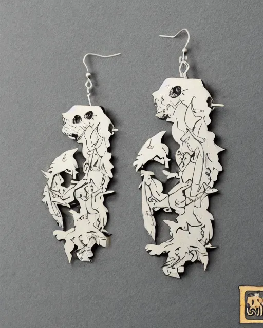 Prompt: cute funny ghost, 2 d lasercut wood earrings, ultra realistic, concept art, intricate details, highly detailed by greg rutkowski, gaston bussiere, craig mullins, simon bisley