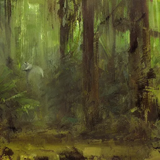 Prompt: a rainforest painting by jeremy mann