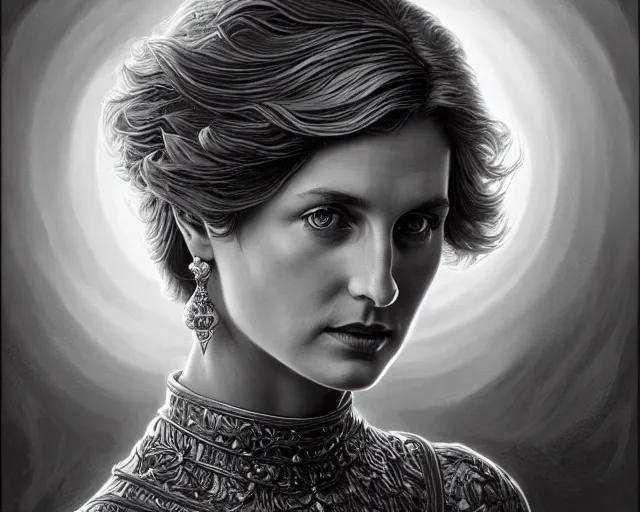 Image similar to photography of laurie lipton, deep focus, d & d, fantasy, intricate, elegant, highly detailed, digital painting, artstation, concept art, matte, sharp focus, illustration, princess diana, art by artgerm and greg rutkowski and alphonse mucha