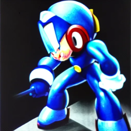 Prompt: a photo of a real megaman, studio lighting, high detail, hyperrealism