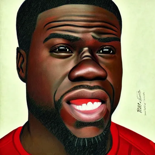 Image similar to ultra realistic kevin hart face portrait in the style of grant wood