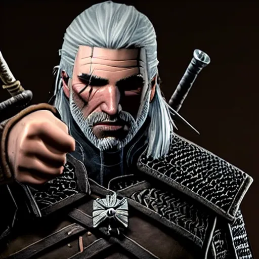 Prompt: Geralt of Rivia giving a thumbs up