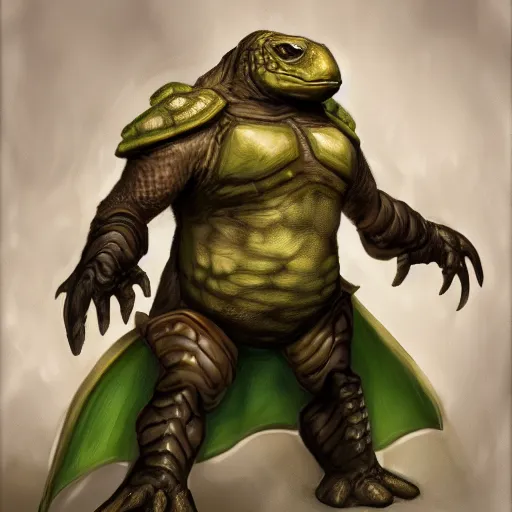 Prompt: anthropomorphic turtle hero by johan grenier