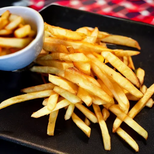 Image similar to french fries pile, burnt with ketschup - t