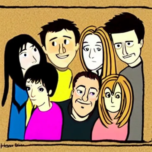 Image similar to the hit tv show friends as drawn by don hertzfeldt