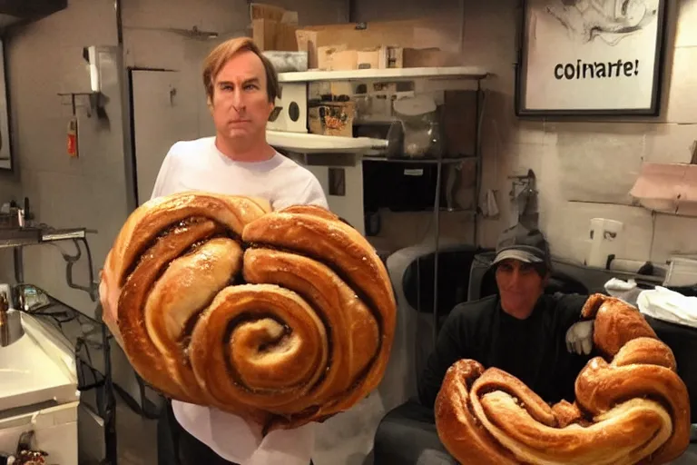 Prompt: Bob odenkirk wrapped in a giant cinnamon bun