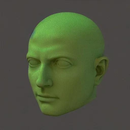 Prompt: a 3 d render of the head of david statue with a neon ring around the head, in the style of michelangelo