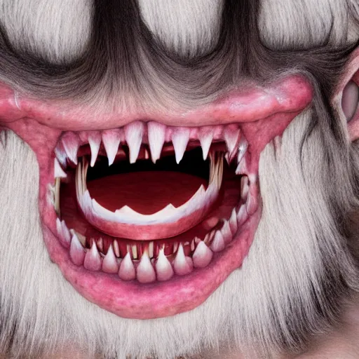 Image similar to the horrifying thing that floats in my room at night, hairy, teeth, 4k image