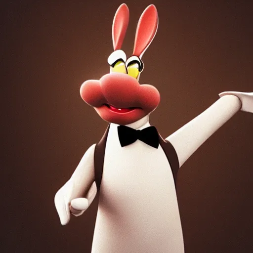 Image similar to roger rabbit as a real person, photorealistic, cinematic