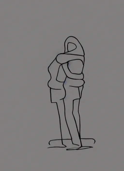 Prompt: art illustration of a minimalist modern drawing of a hug made