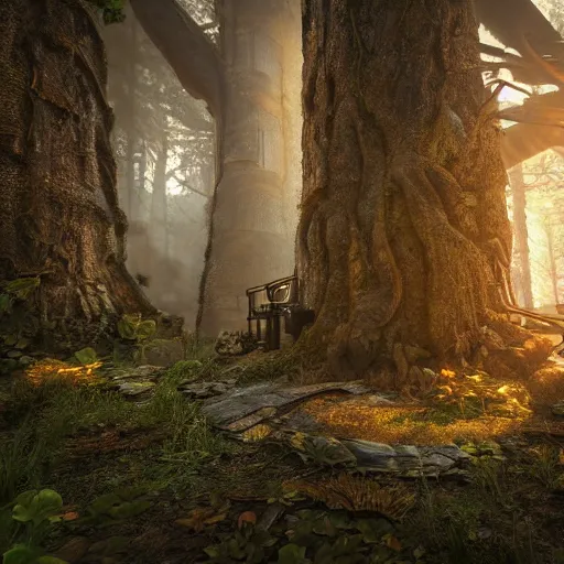 Prompt: steampunk fantasy forest. unreal engine. 8K. detailed. photorealism. artstation. well lit. digital render. ultra realistic