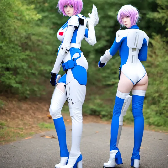 Prompt: rei ayanami plugsuit cosplay