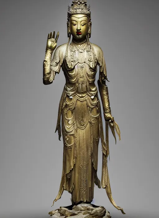 Image similar to a art deco sculpture statue of full body guanyin, intricate complexity,, statue by jane hamilton, ruan jia, character concept, radiant light,, frostbite 3 engine, cryengine, dof, trending on artstation, digital art, fantasy detailed abackground