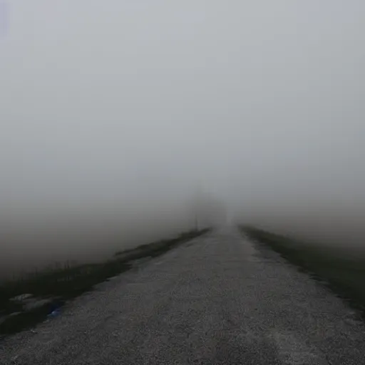 Image similar to creepy town covered in heavy fog with monsters in the distance