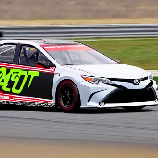 Image similar to a 2 0 1 7 toyota camry nascar driving on a race track