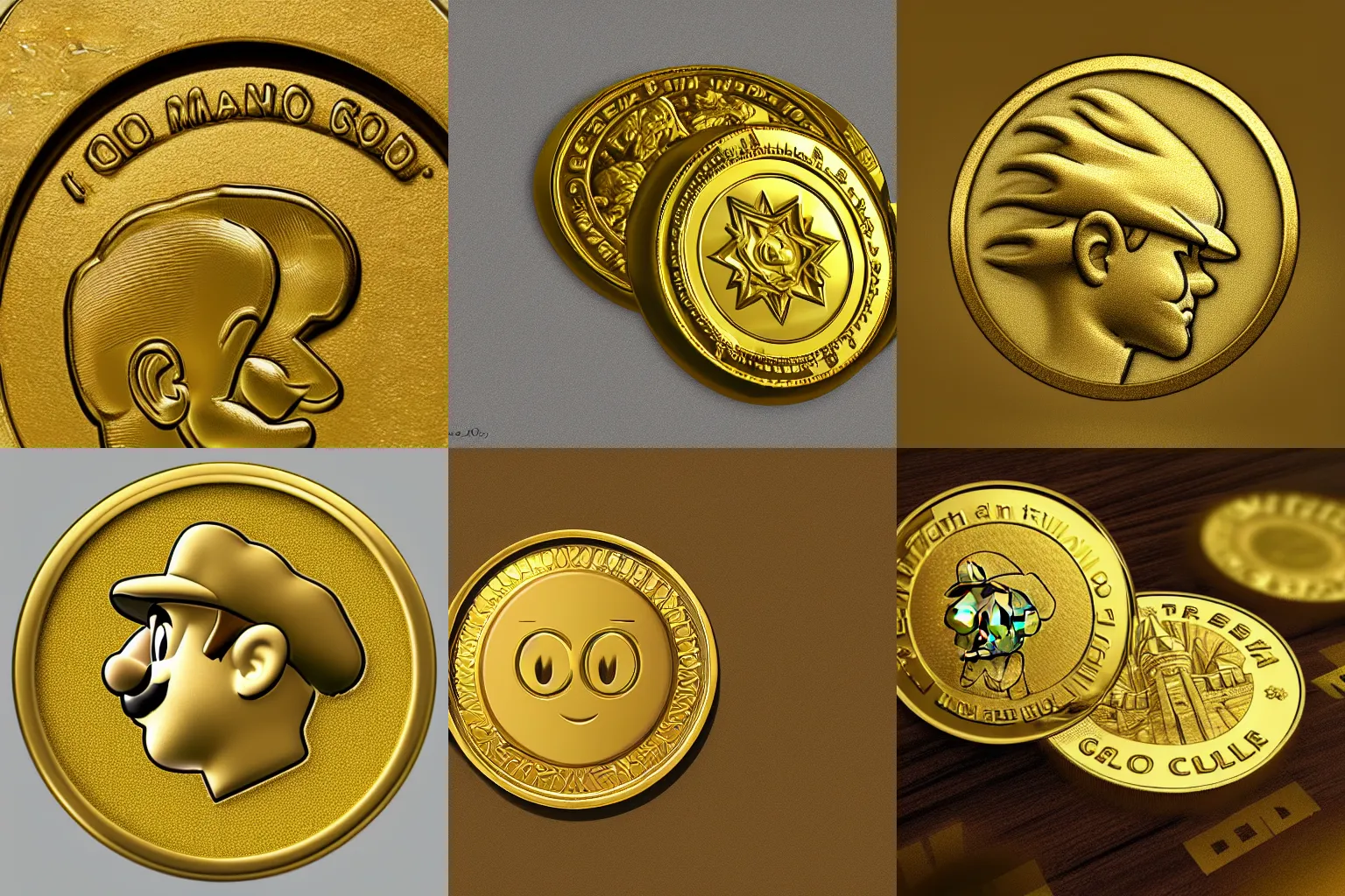 Prompt: gold coin from mario, photorealistic