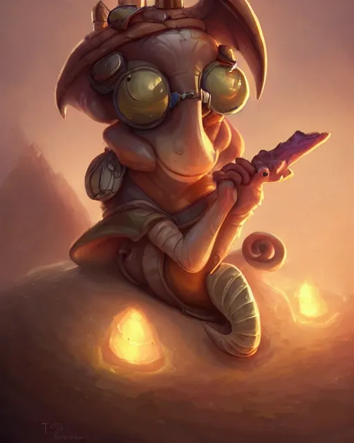 Prompt: cute little anthropomorphic snail cute and adorable, pretty, beautiful, dnd character art portrait, matte fantasy painting, deviantart artstation, by jason felix by steve argyle by tyler jacobson by peter mohrbacher, cinema