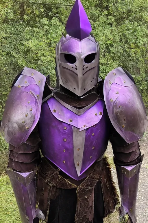 Prompt: purple knight armor with brown horns