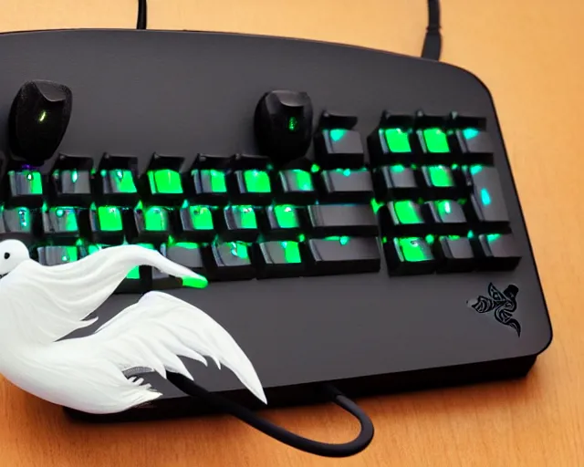 Image similar to razer swan with gaming leds in feathers