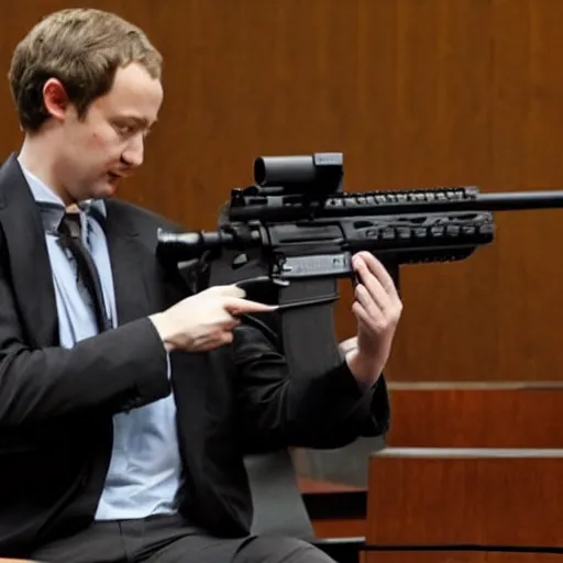 Image similar to mark zuckermedvedev demonstrating ar 1 5 rifle on his trial testimony