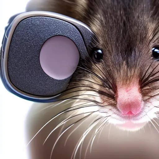 Image similar to a cute mouse wearing a vr headset, photography, 1 7 mm, f / 1 6, award wining photography, close up, soft lighting