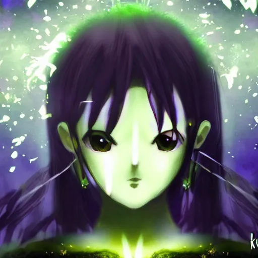 Prompt: focus face portrait of beautiful darkness 3 d anime gir as knight dark forest background snowing bokeh inspired by masami kurumada digital painting