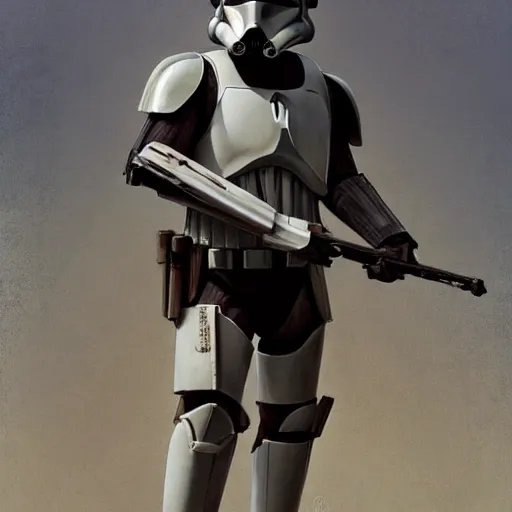 Image similar to an imperial stormtrooper walking, full body photography, extremely long shot, long shot, full-length, head-to-toe, concept art by Doug Chiang cinematic, realistic painting, high definition, concept art, the Mandalorian concept art style