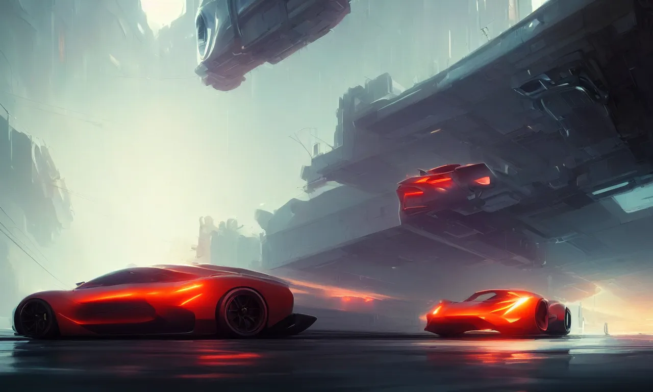 Image similar to Super car, concept art, low angle, high detail, warm lighting, volumetric, godrays, vivid, beautiful, trending on artstation, by Jordan grimmer, art greg rutkowski