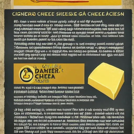 Prompt: sign about the dangers of eating cheese, psa, warning, highly detailed, high quality, high resolution