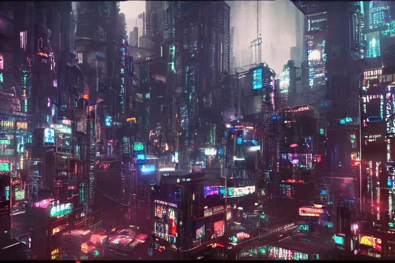 Prompt: a gritty cyberpunk city inspired by a computer motherboard. cinematic lighting. octane render. 4 k