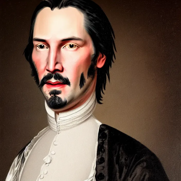 Image similar to an 18th Century royal portrait of Keanu Reeves, portrait, 8k