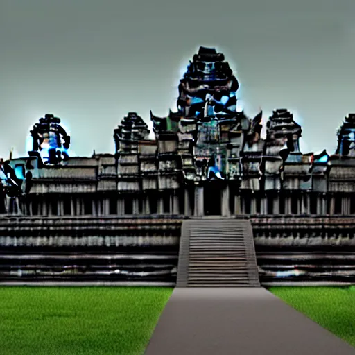 Prompt: a futuristic distopic angkor thom, photorealistic, bladerunner, dramatic lighting, highly detailed