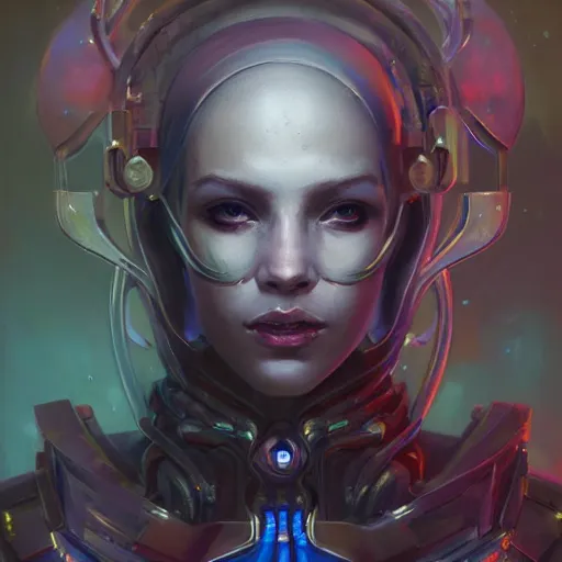 Prompt: portrait of a beautiful cybernetic pythoness, cyberpunk concept art by pete mohrbacher and seb mckinnon and beksinski and josan gonzales, digital art, highly detailed, intricate, sci-fi, sharp focus, Trending on Artstation HQ, deviantart, unreal engine 5, 4K UHD image