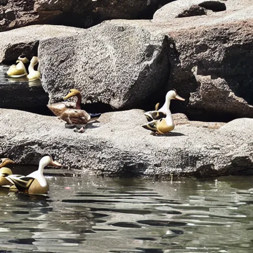 Image similar to Ducks perform a rock concert on a stage