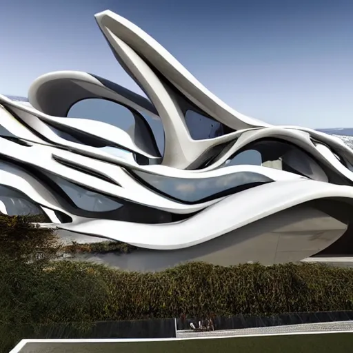 Image similar to a zaha hadid architecture in style of Gaudi