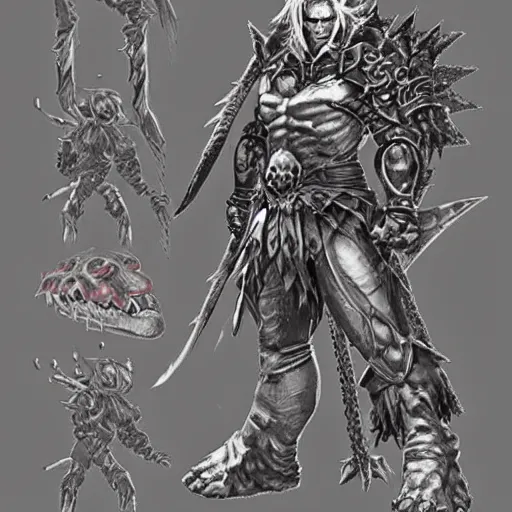 Image similar to final fantasy orc concept art yoshitaka amano, akihiko yoshida, moebius