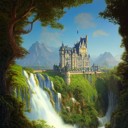 beautiful illustration of a big castle in a fantasy | Stable Diffusion