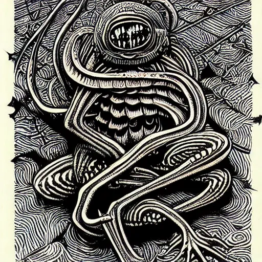 Image similar to eldritch frog abomination of unimaginable horror by h. r. giger and junji ito, speculative evolution, op art with big bold patterns