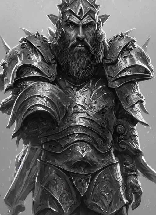 Image similar to a highly detailed illustration of furious rough bearded paladin wearing worn down silver armor, standing heroically war cry pose, intricate, elegant, highly detailed, centered, digital painting, artstation, concept art, smooth, sharp focus, league of legends concept art, WLOP