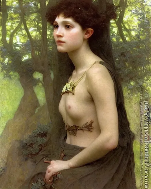 Image similar to a beautiful elf princess by Edgar Maxence and William-Adolphe Bouguereau
