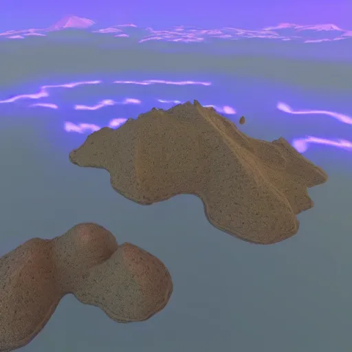Prompt: magical islands floating in the sky with glowing ore visible in the bedrock