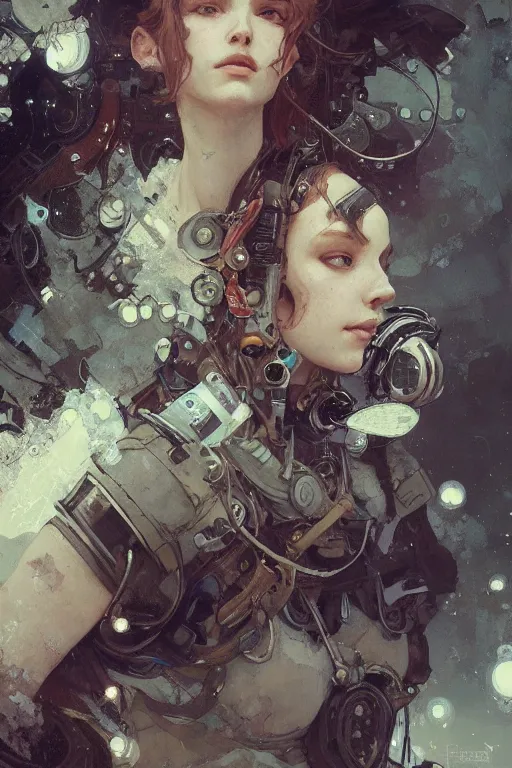 Prompt: A full portrait of a beautiful post apocalyptic deep sea diver, intricate, elegant, highly detailed, digital painting, artstation, concept art, smooth, sharp focus, illustration, art by Krenz Cushart and Artem Demura and alphonse mucha