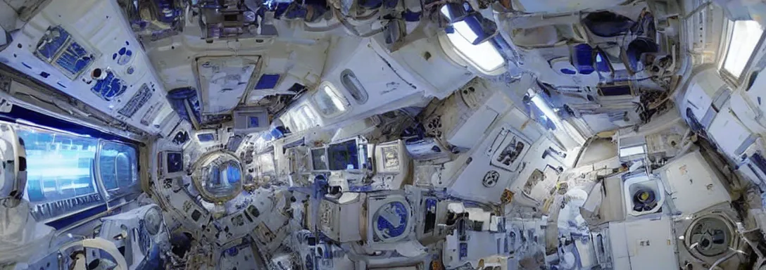 Image similar to inside a space station!!!, nasa!!, realistic