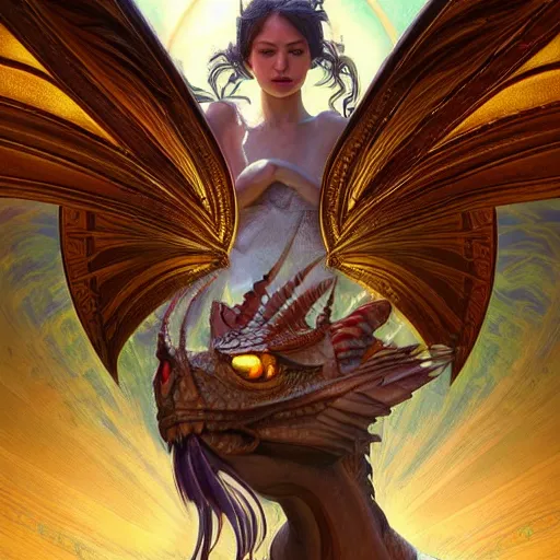 Image similar to Perfectly-centered portrait-photograph of a Winged Dragon, lifelike, super highly detailed, professional digital painting, artstation, concept art, smooth, sharp focus, extreme illustration, Unreal Engine 5, Photorealism, HD quality, 8k resolution, cinema 4d, 3D, beautiful, cinematic, art by artgerm and greg rutkowski and alphonse mucha and loish and WLOP