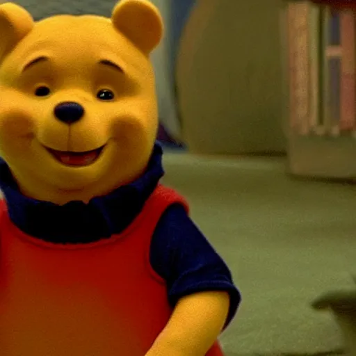 Image similar to A still of Keanu Reeves as Winnie the Pooh