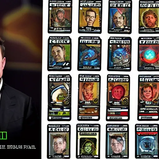 Prompt: elon musk, the trading card game